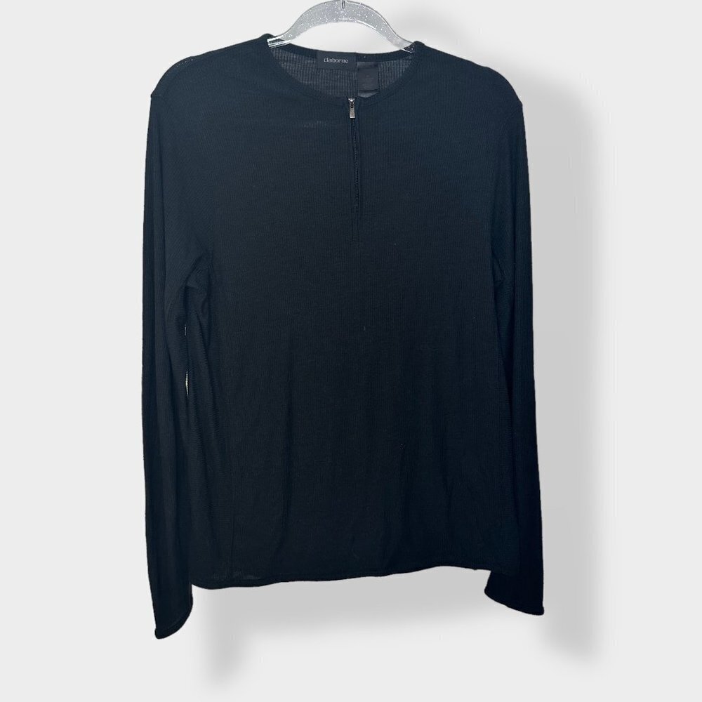 Vintage Claiborne‎ 1/4 Zip Black Shirt